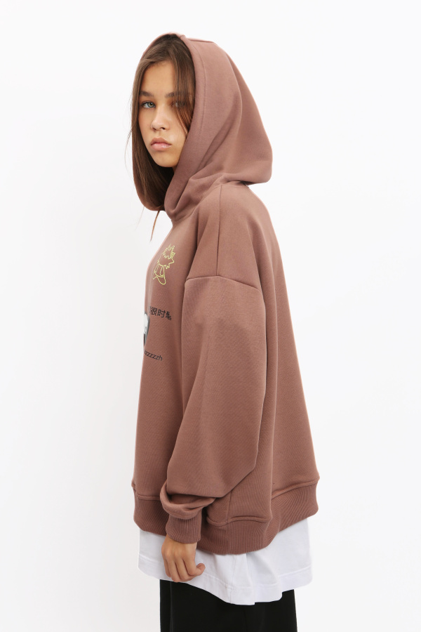 Худи с принтом коричневый