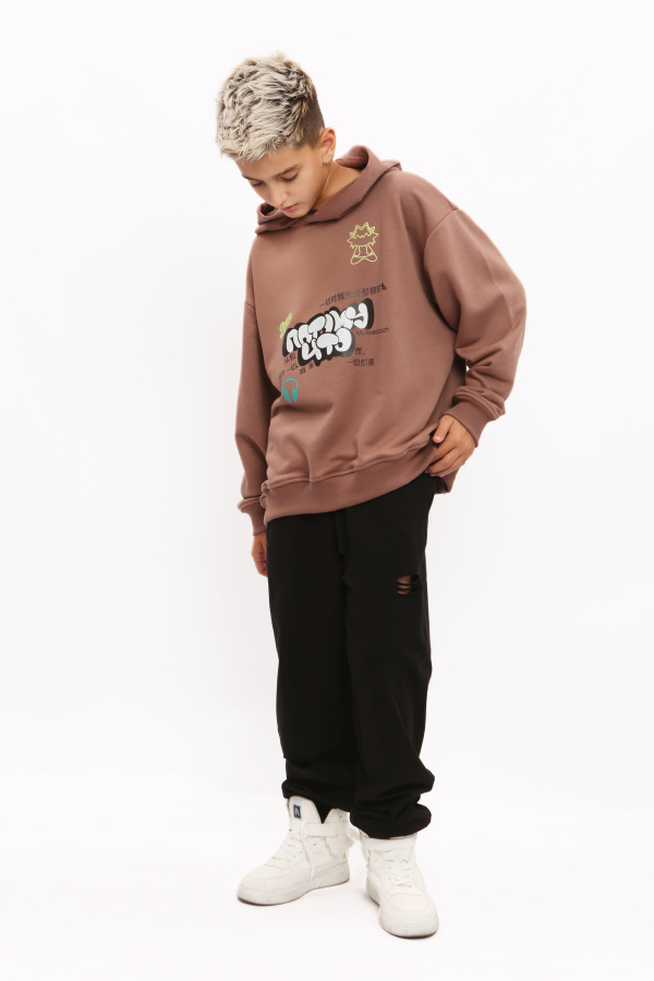 Худи с принтом коричневый