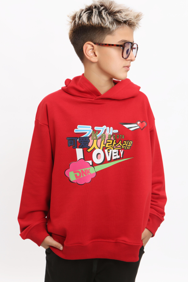 Худи с принтом красный Худи с принтом красный