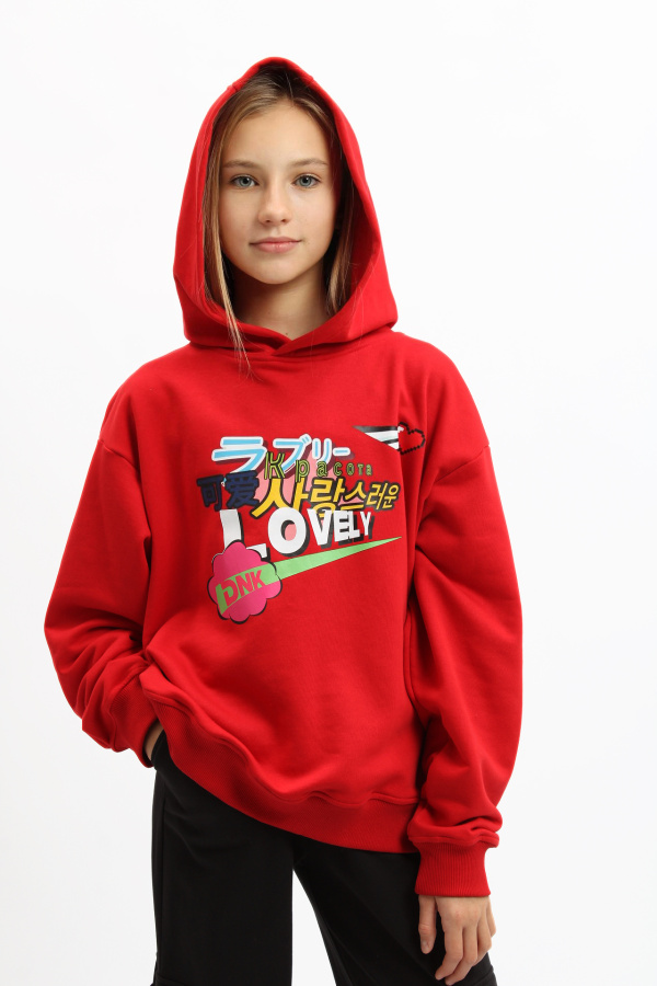 Худи с принтом красный Худи с принтом красный