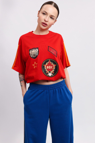 Брюки Палаццо синие с лампасами