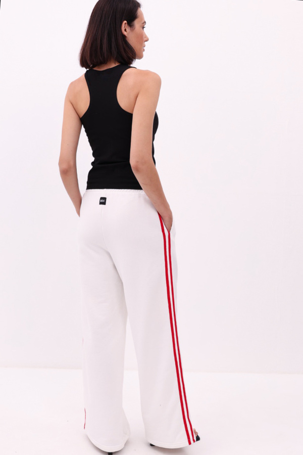 Брюки Палаццо с лампасами молочные