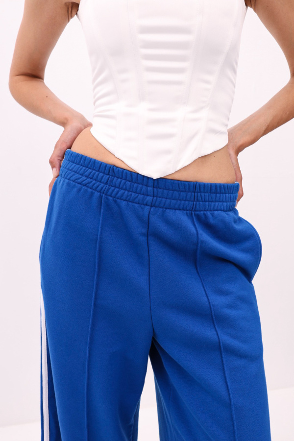 Брюки Палаццо с лампасами синие