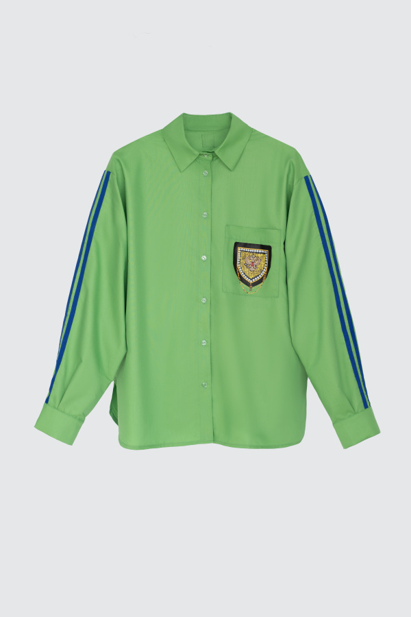 Рубашка с лампасами зеленая Рубашка с лампасами зеленая