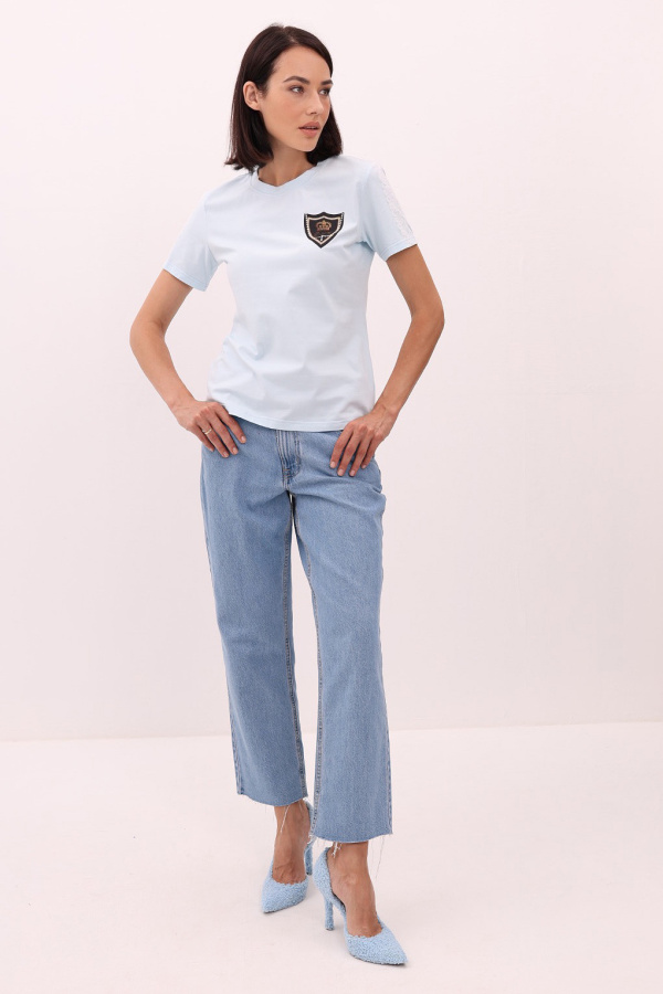 Футболка с лампасами голубая