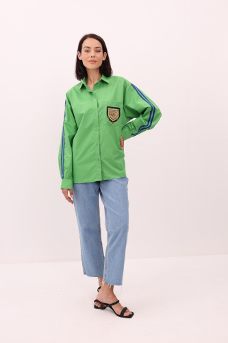 Рубашка с лампасами зеленая