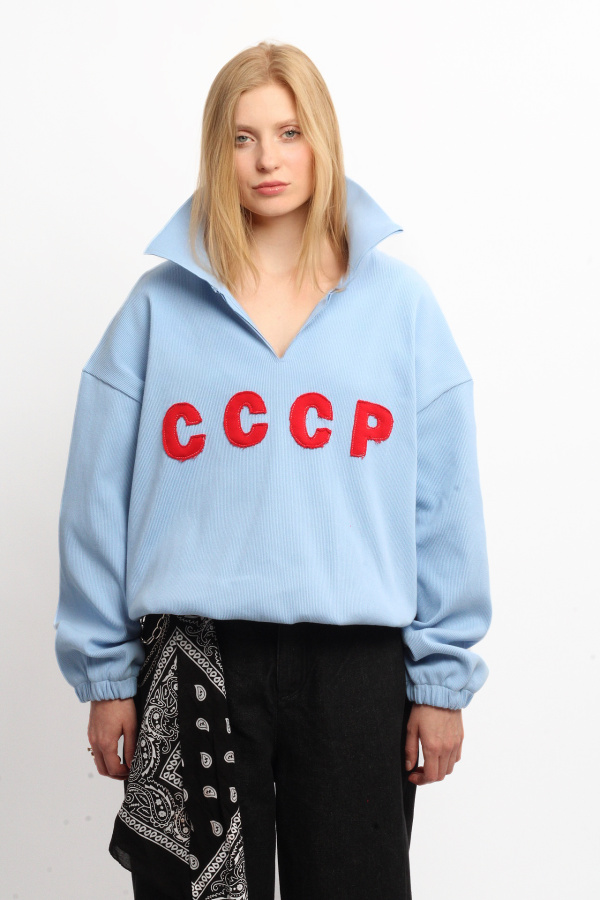 Свитшот СССР в рубчик голубой