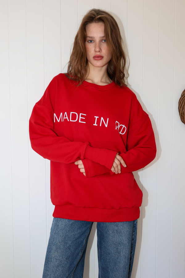 Свитшот Made in РФ красный