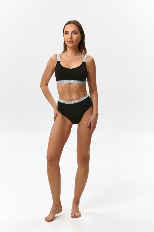 Топ бельевой на бретелях черный