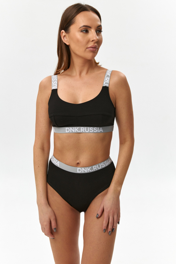 Топ бельевой на бретелях черный