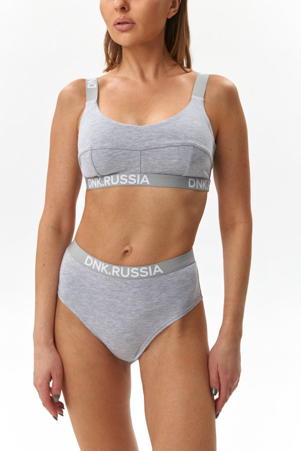 Трусы высокие серый меланж