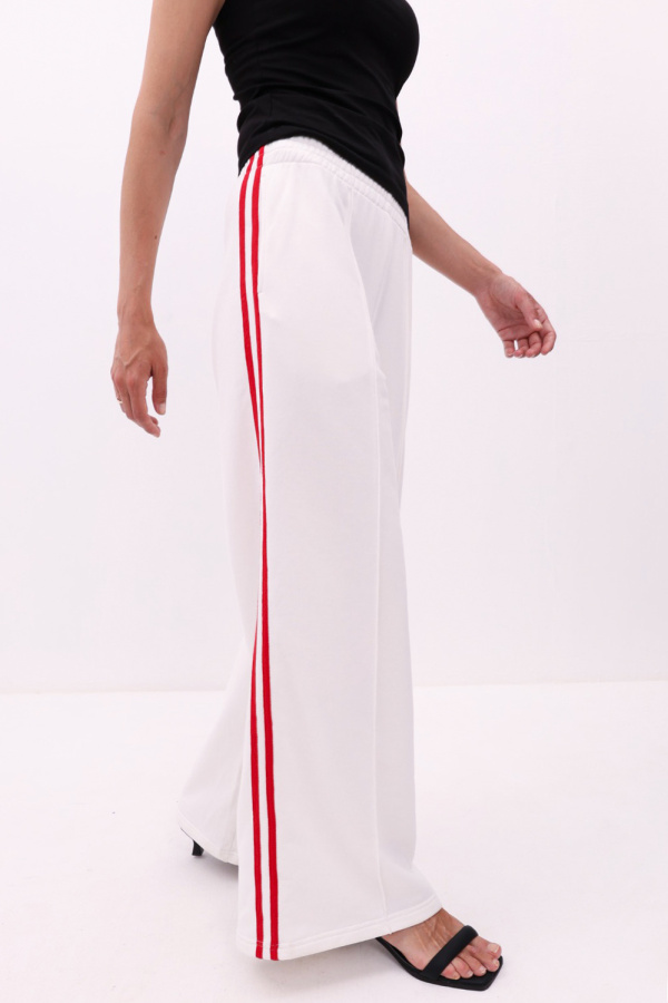 Брюки Палаццо с лампасами молочные